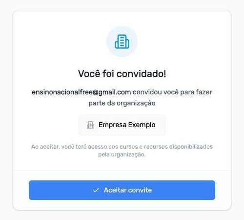 Tela do convite no celular: Você foi convidado para a Empresa Exemplo